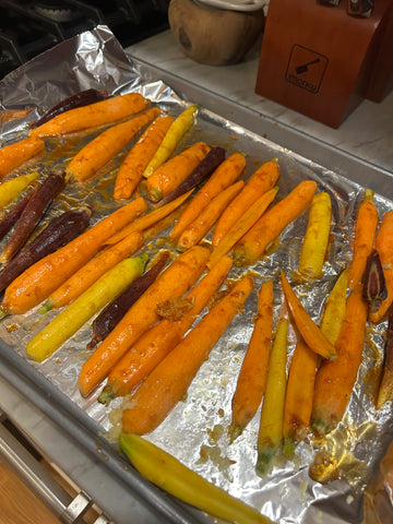 Chili-Cumin Spiced Chicken with Cilantro Sauce and Sweet + Spicy Carrots